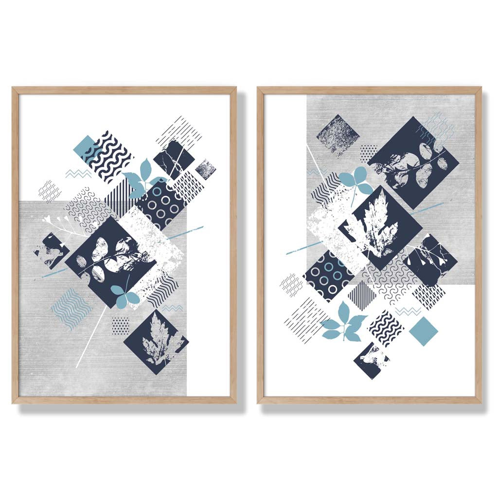 Set van 2 Kunstafdrukken Bloemen in Mixed Media Stijl 6
