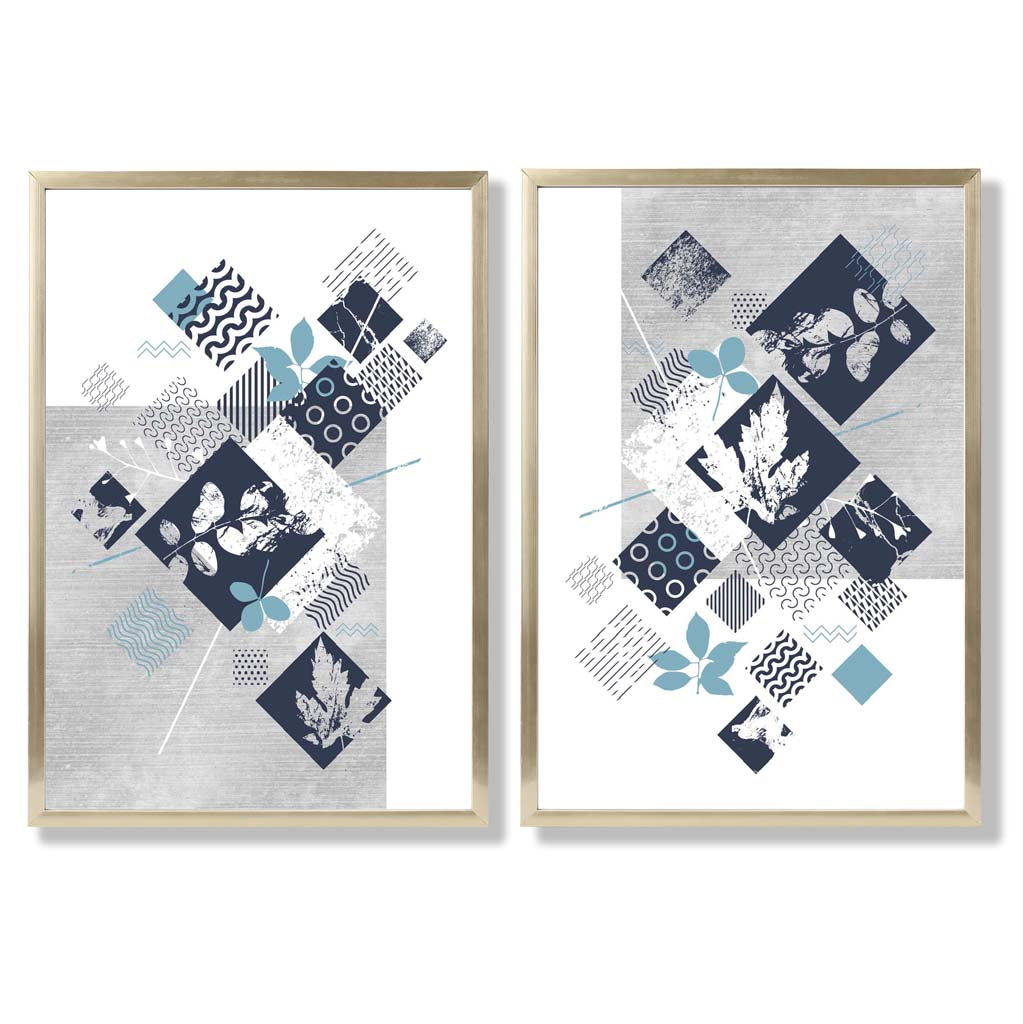Set van 2 Kunstafdrukken Bloemen in Mixed Media Stijl 8