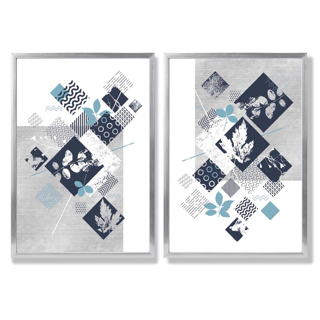 Set van 2 Kunstafdrukken Bloemen in Mixed Media Stijl 9