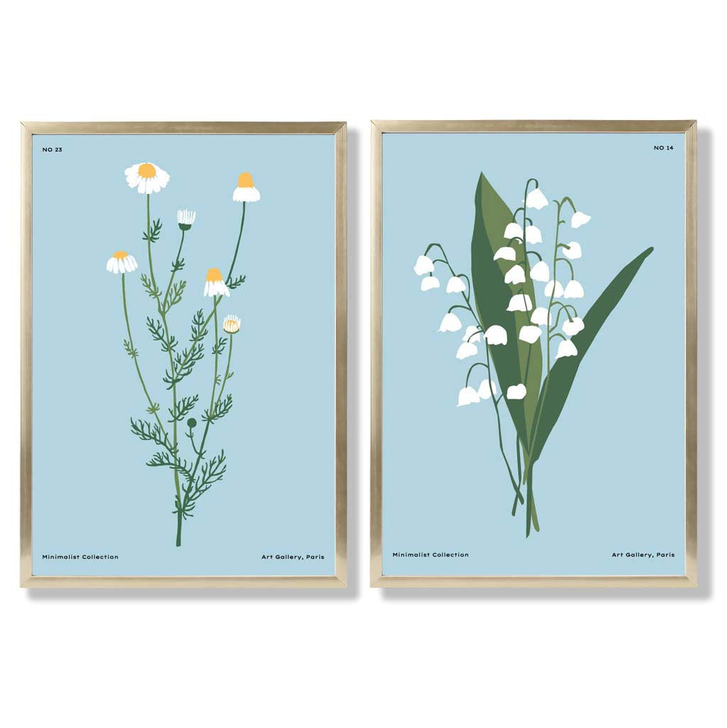 Set van 2 Kunstafdrukken met Wilde Bloemenillustratie 8