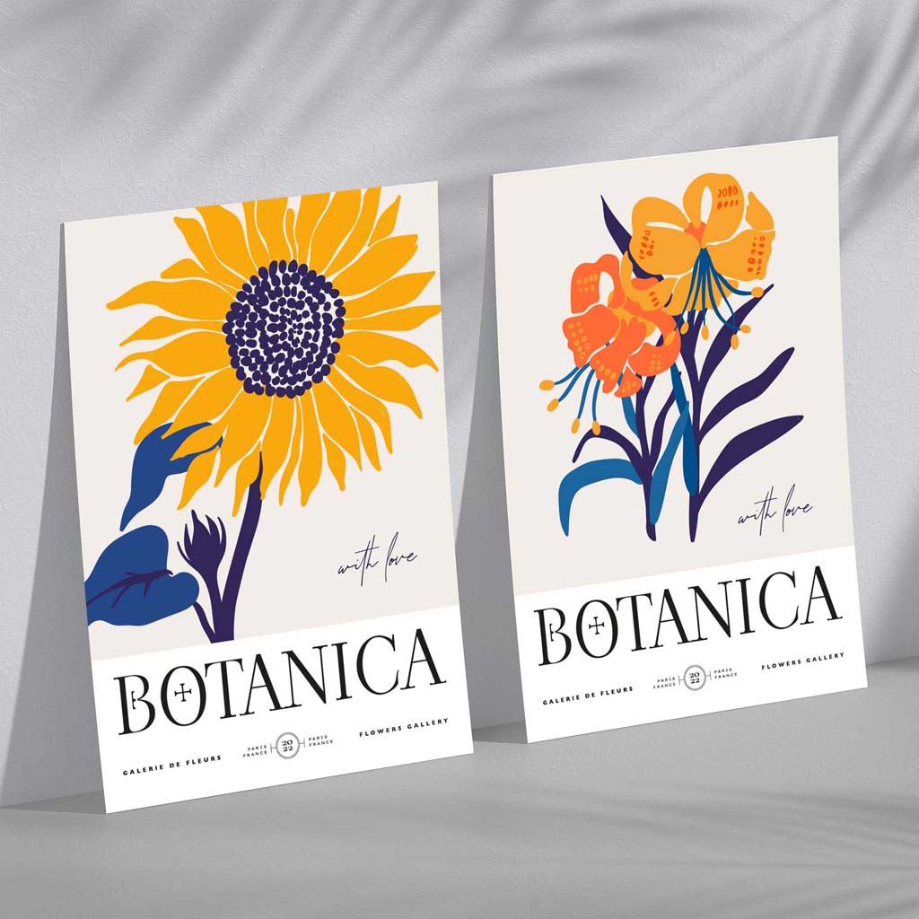 Set van 2 Kunstafdrukken met Zomerbloemen Vrolijke Decoratie 0