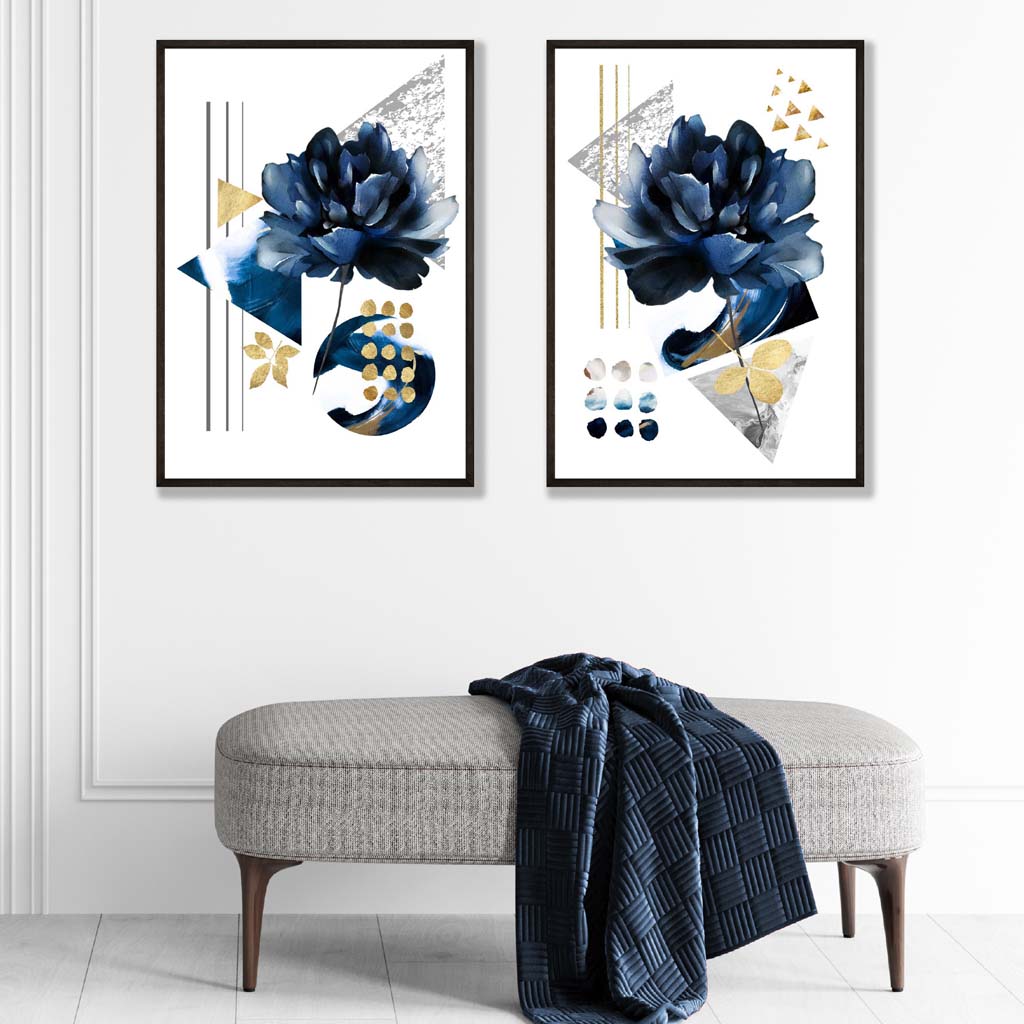 Set van 2 Kunstprints Bloemen Modern Ingelijst 1