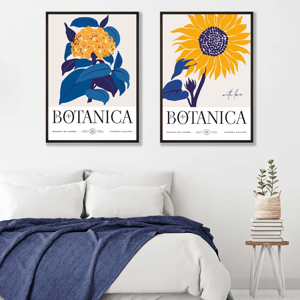 Set van 2 Kunstprints Zonnebloemen Vrolijke Wanddecoratie 1