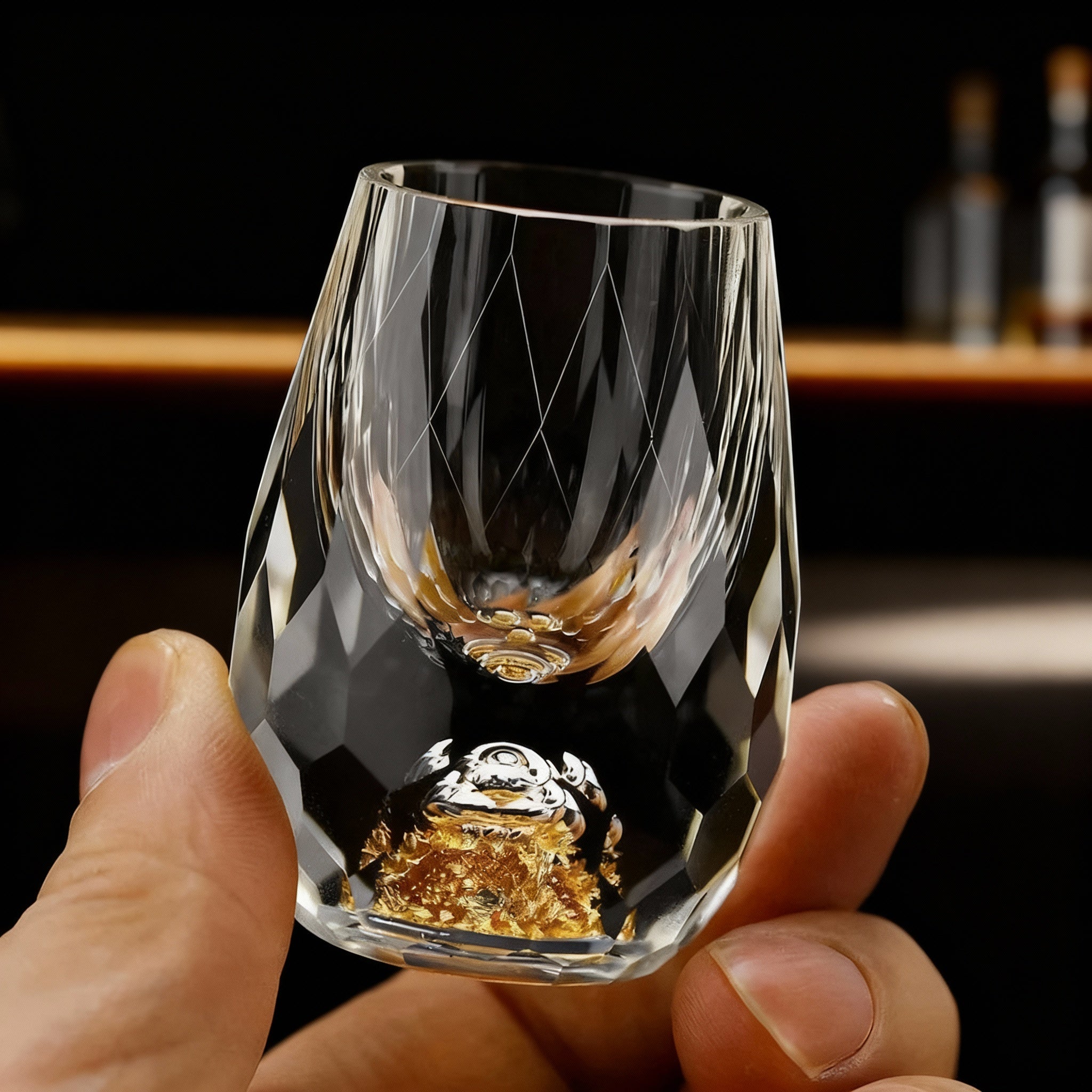 Set van 2 Luxe Kristallen Glazen met Gouden Accenten 0