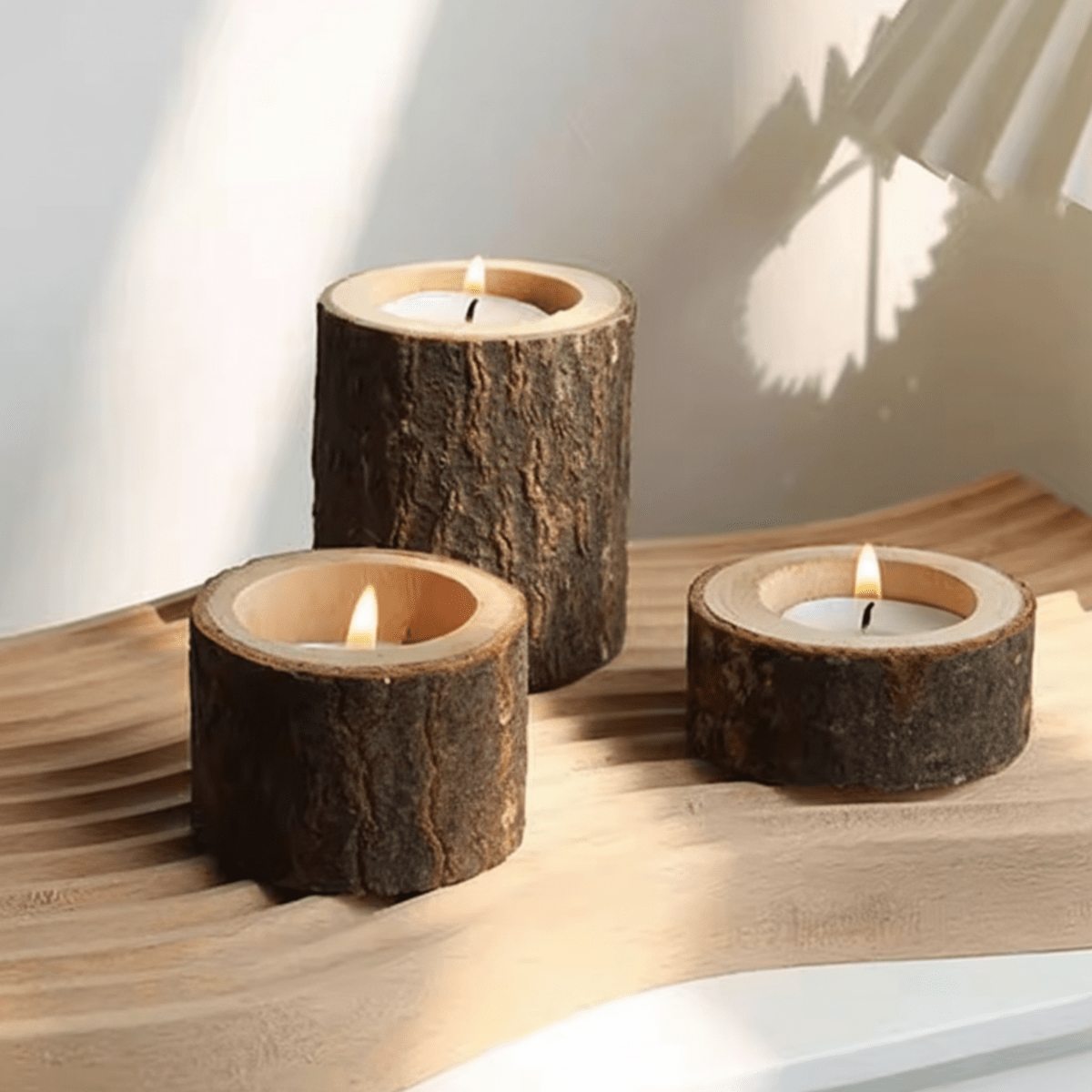 Set van 3 Rustieke Kaarsenhouders voor Decoratie 0