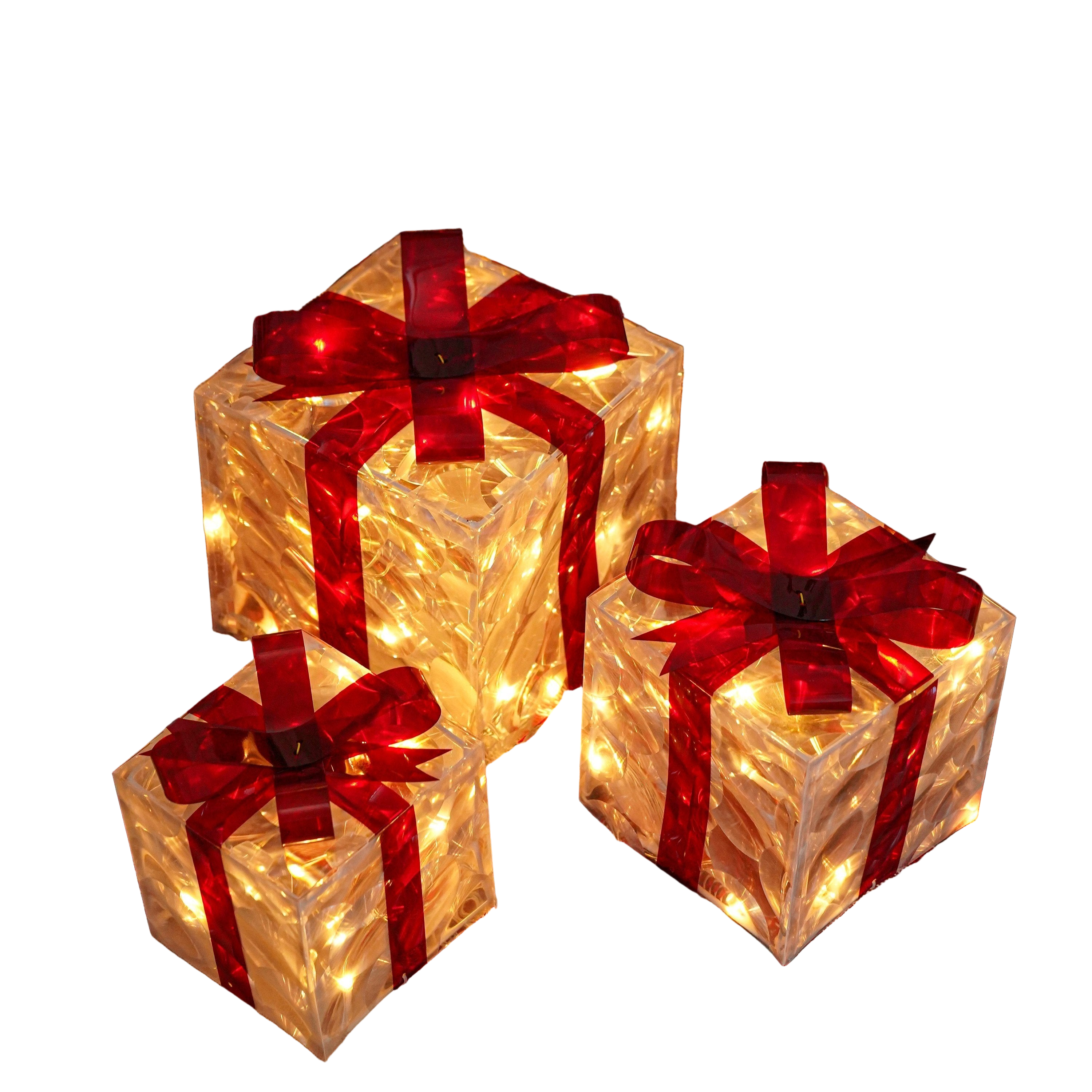 Set van 3 Verlichte Kerstcadeau Dozen voor Binnen en Buiten