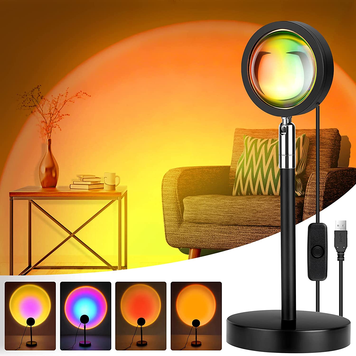 Sfeerlamp voor Kamer met Zonsondergang Projectie 0