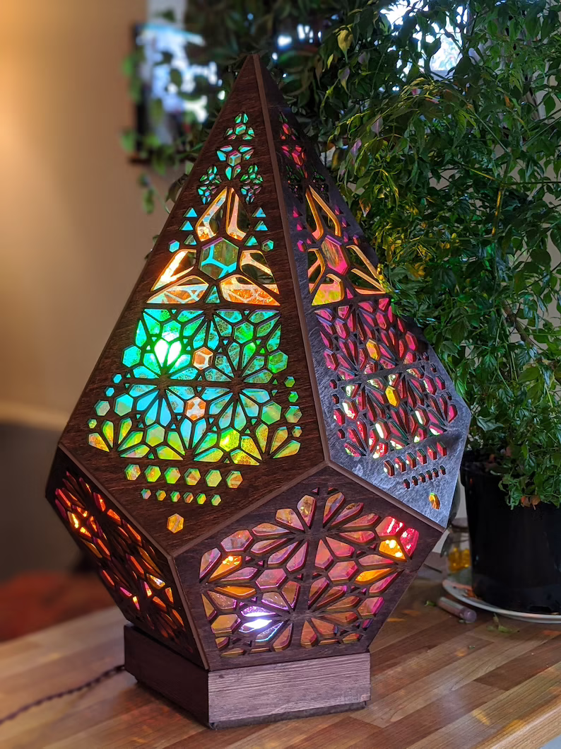 Tafellamp in Bohemian Stijl met Sterrenhemelpatroon 4