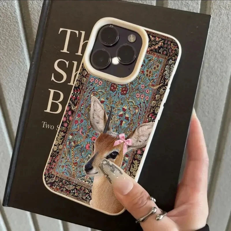 Telefoonhoesje iPhone 13 Vintage Bloem Herten Bumper Case 0