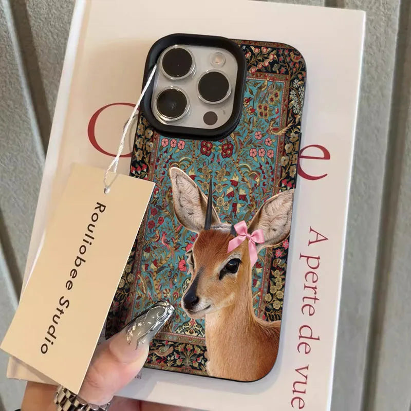 Telefoonhoesje iPhone 13 Vintage Bloem Herten Bumper Case 13