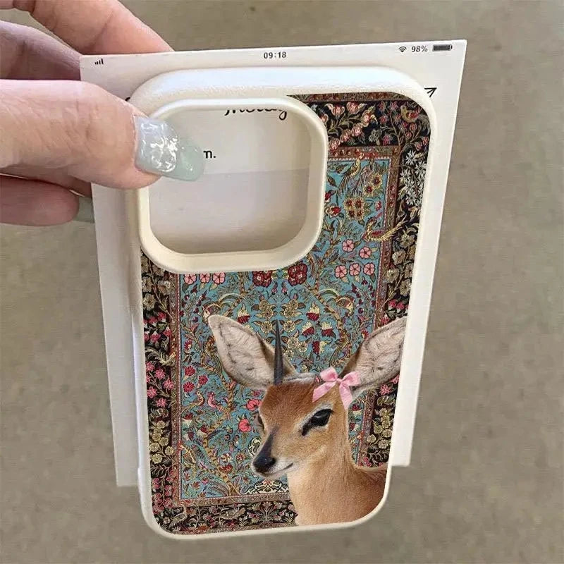 Telefoonhoesje iPhone 13 Vintage Bloem Herten Bumper Case 2