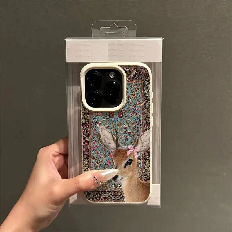 Telefoonhoesje iPhone 13 Vintage Bloem Herten Bumper Case 3