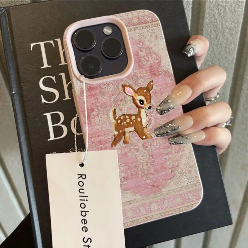 Telefoonhoesje iPhone 13 Vintage Bloem Herten Bumper Case 6