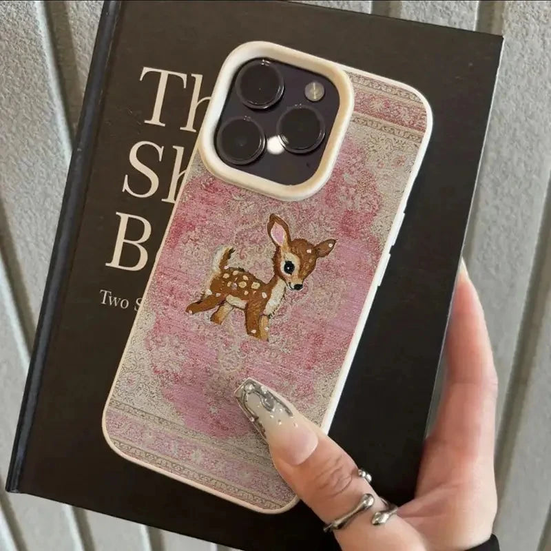 Telefoonhoesje iPhone 13 Vintage Bloem Herten Bumper Case 7