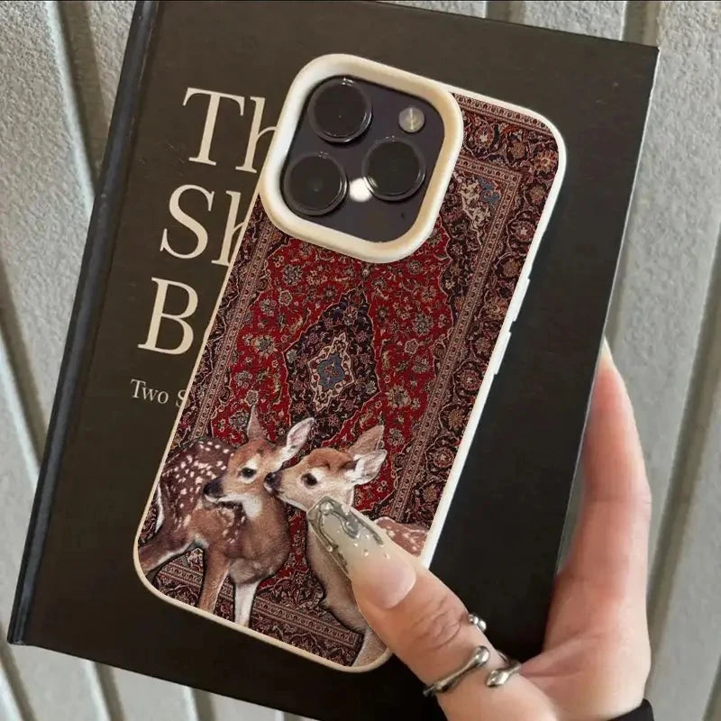 Telefoonhoesje iPhone 13 Vintage Bloem Herten Bumper Case 8