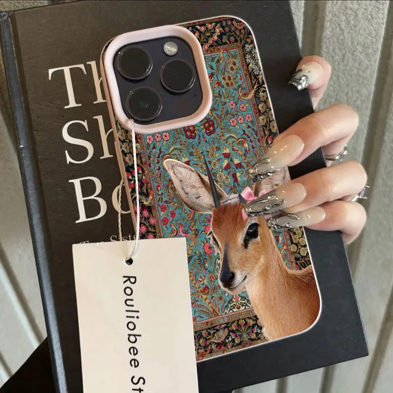 Telefoonhoesje iPhone 13 Vintage Bloem Herten Bumper Case 9