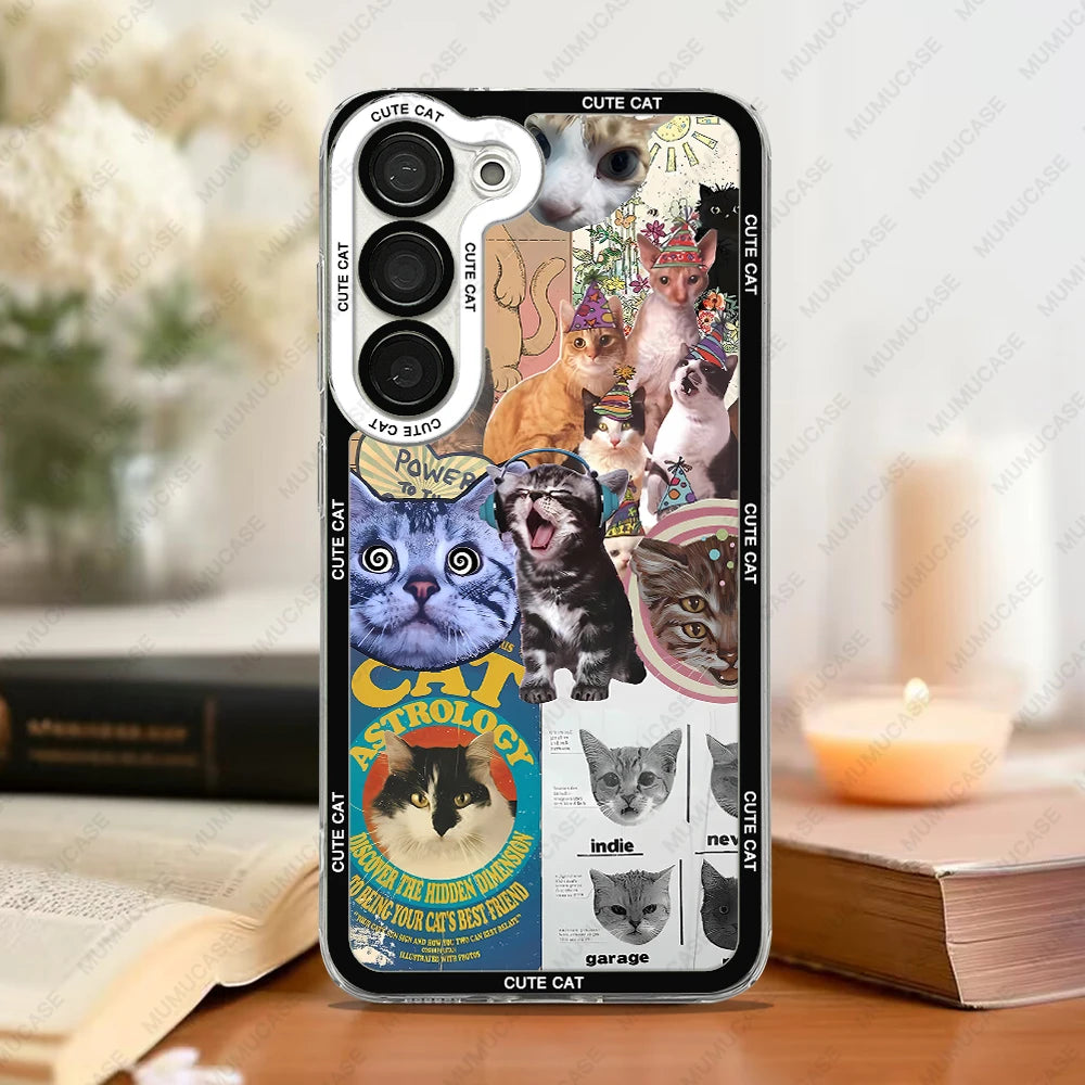 Telefoonhoesje voor Samsung Galaxy met Kat Collage 3