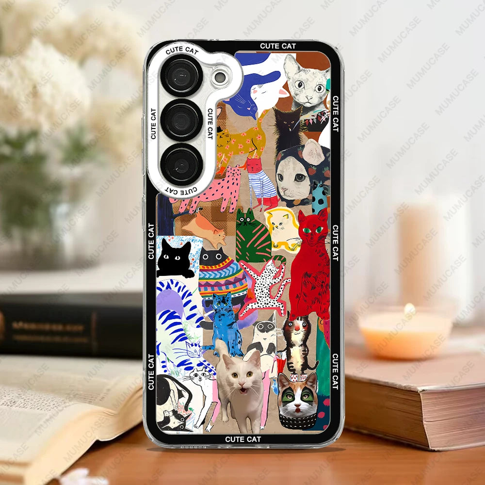 Telefoonhoesje voor Samsung Galaxy met Kat Collage 9