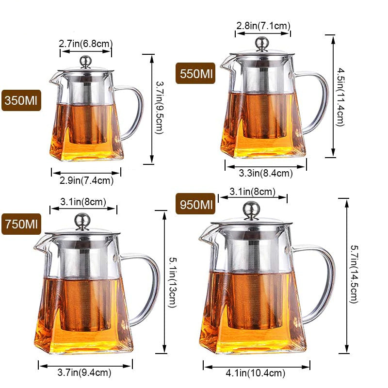 Theepot van Borosilicaatglas met Ingebouwd Thee-ei 4
