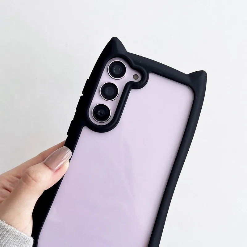 Transparante 3D Kat Oor Case voor Samsung S25 Plus 1