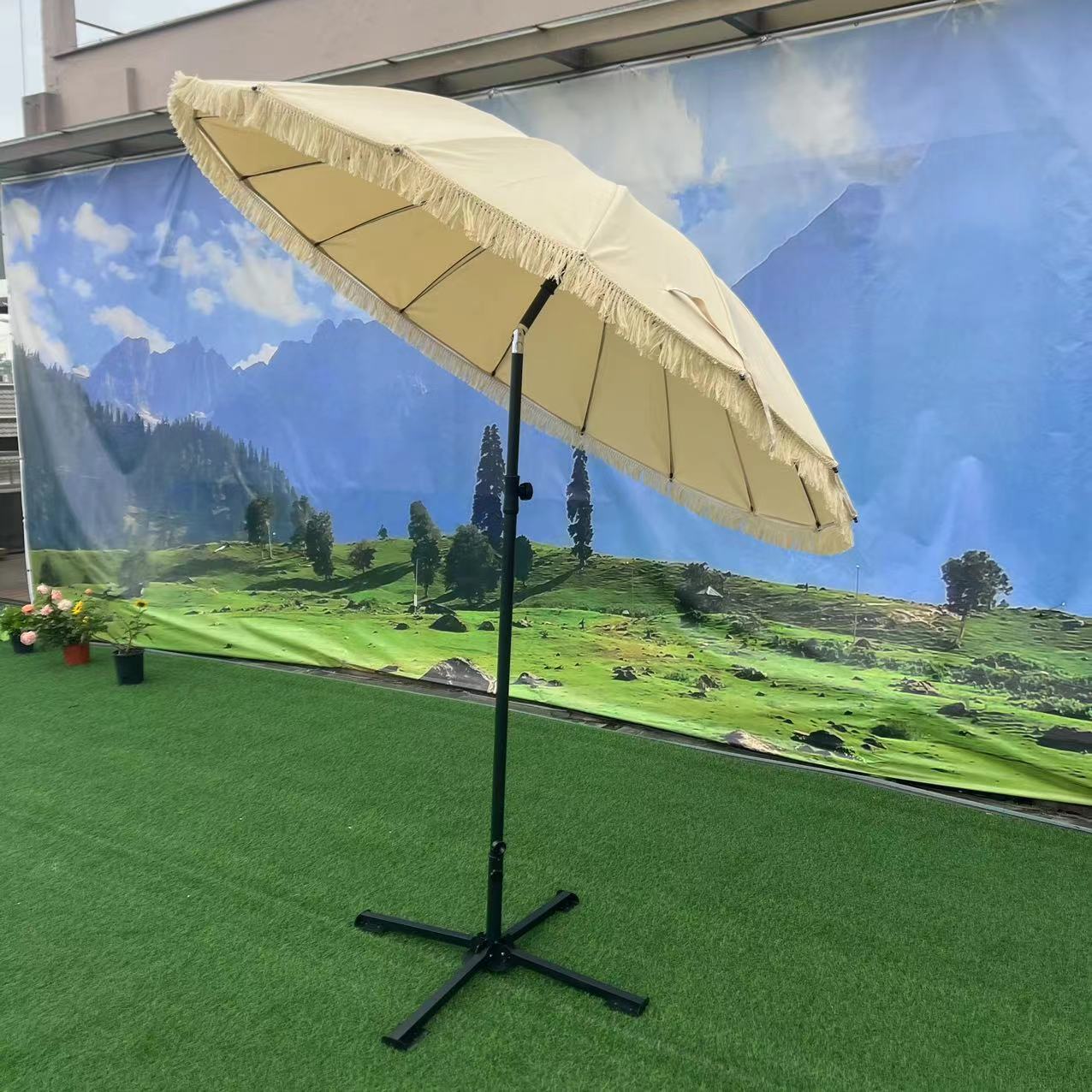 Tuinparasol met Kantelfunctie en Franjes voor Buiten 3