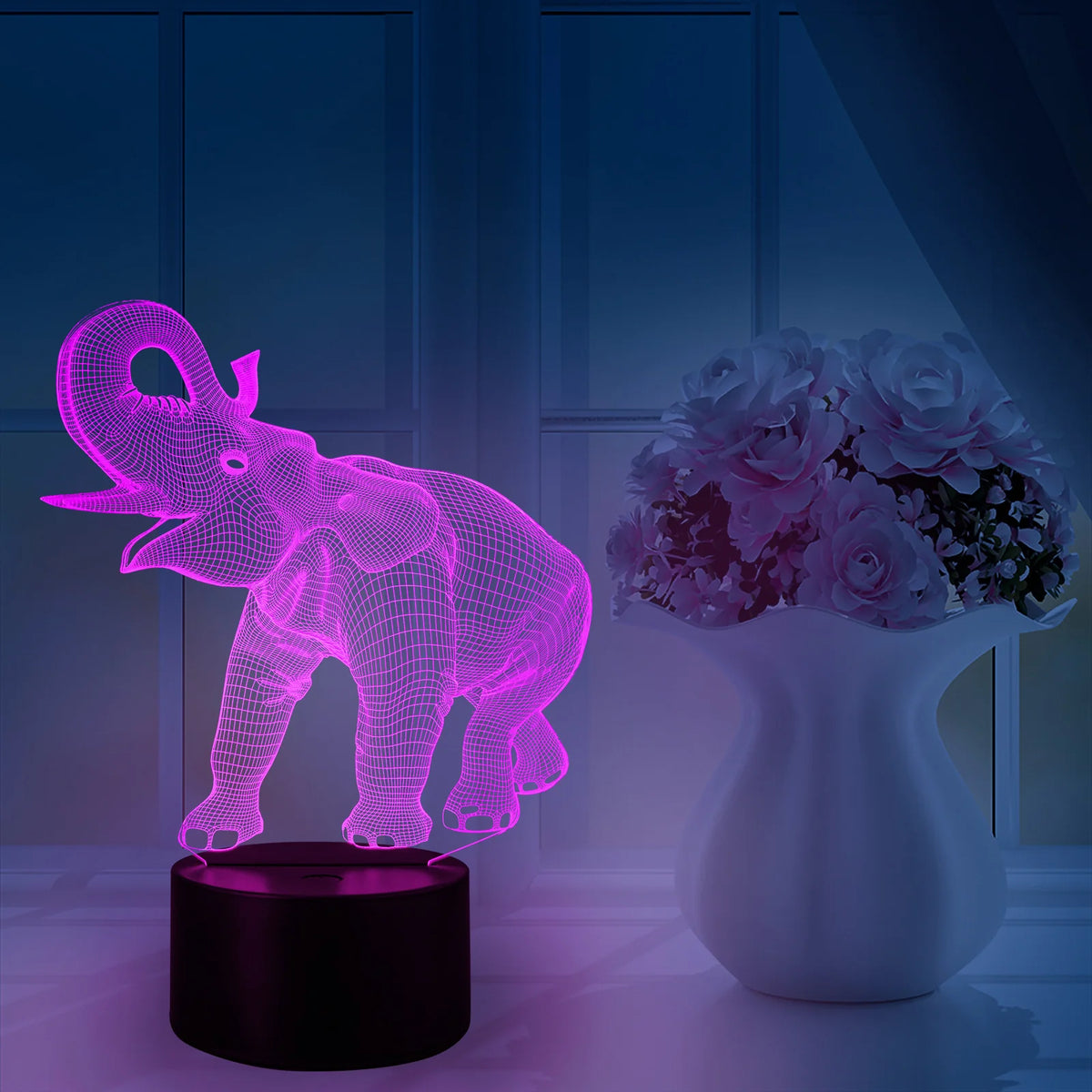 Unisex 3D LED Nachtlampje Olifant Vorm Met Afstandsbediening 1