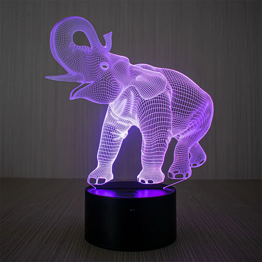 Unisex 3D LED Nachtlampje Olifant Vorm Met Afstandsbediening 3
