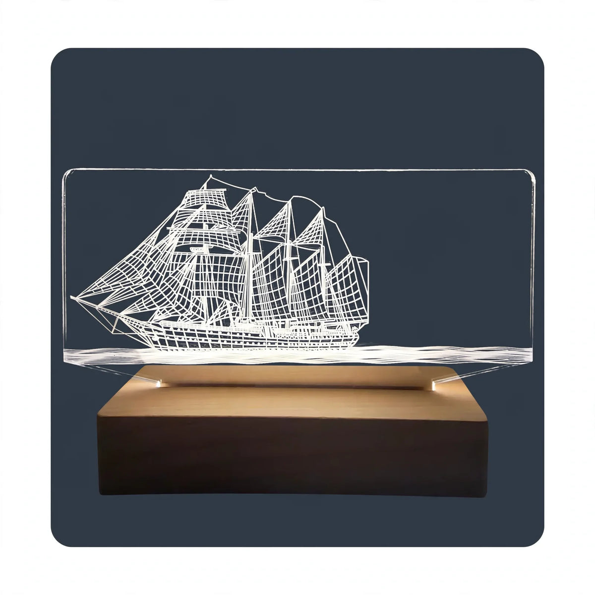 Unisex 3D Nachtlampje Modern Design Met Houten Voet 0