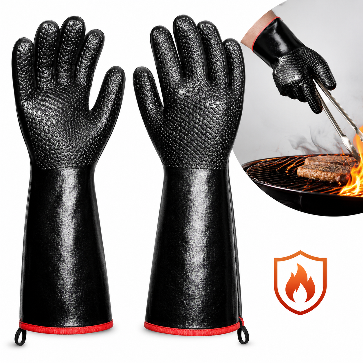 Unisex BBQ-handschoenen met antislip grip en verlengde manchetten 0