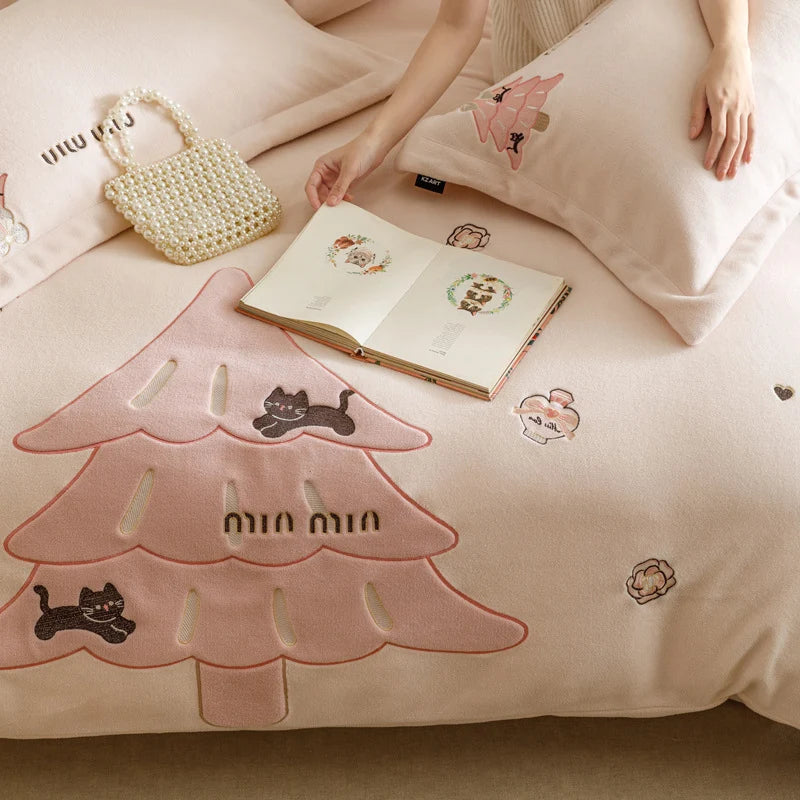 Unisex Beddenset Kerstthema 4-delig Fleece-look 4