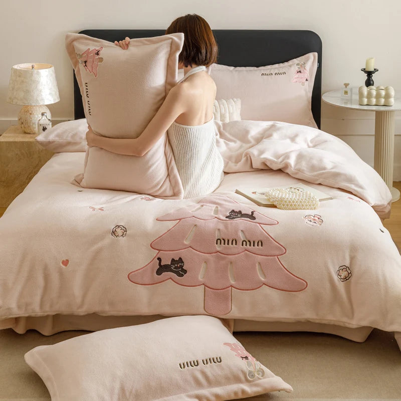 Unisex Beddenset Kerstthema 4-delig Fleece-look 5