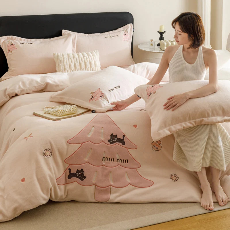 Unisex Beddenset Kerstthema 4-delig Fleece-look 6