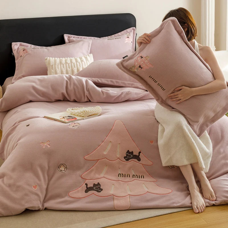Unisex Beddenset Kerstthema 4-delig Fleece-look 7