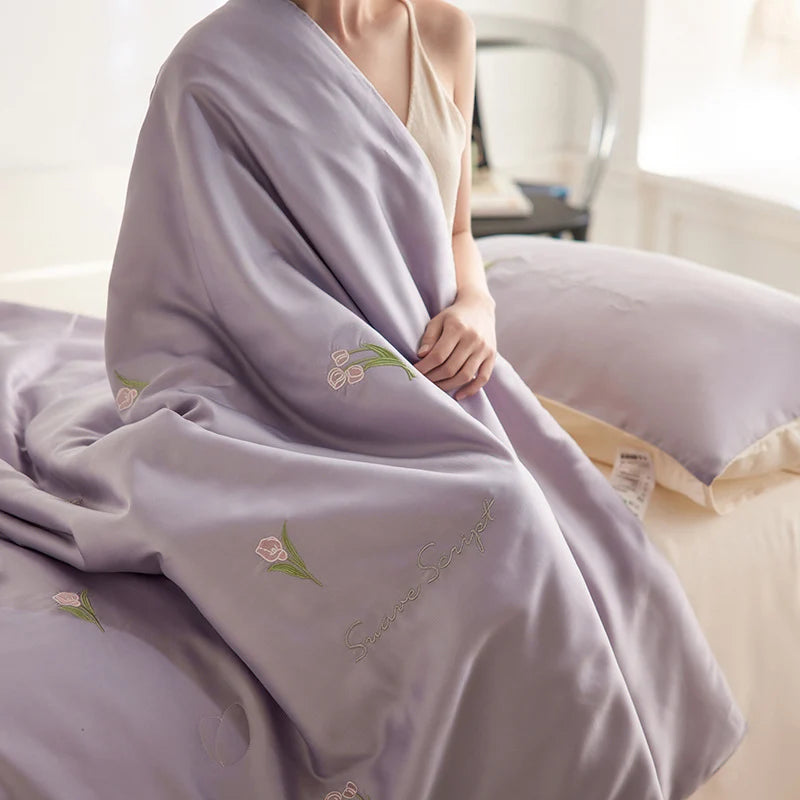 Unisex Beddenset Met Bloemenborduurwerk Voor Comfortabel Slapen 0
