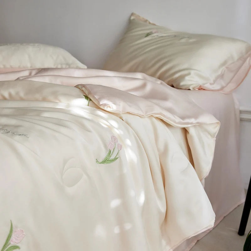 Unisex Beddenset Met Bloemenborduurwerk Voor Comfortabel Slapen 2