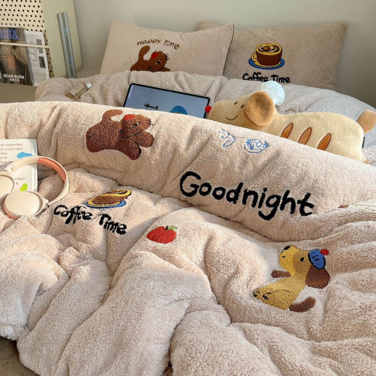Unisex Beddenset Teddyfleece Met Cartoonmotieven 1