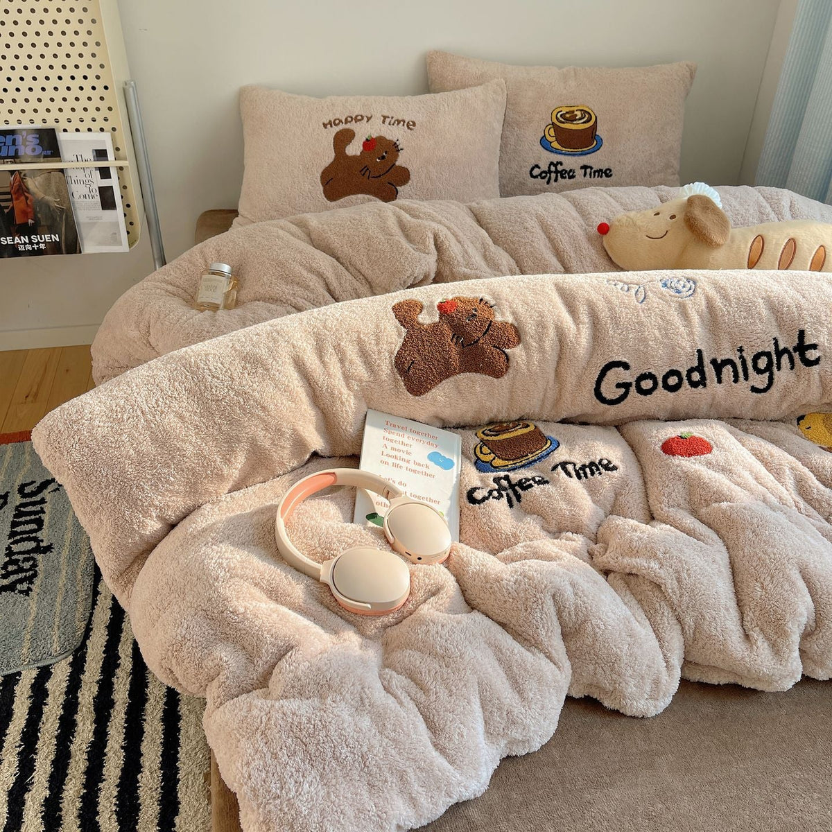 Unisex Beddenset Teddyfleece Met Cartoonmotieven 2
