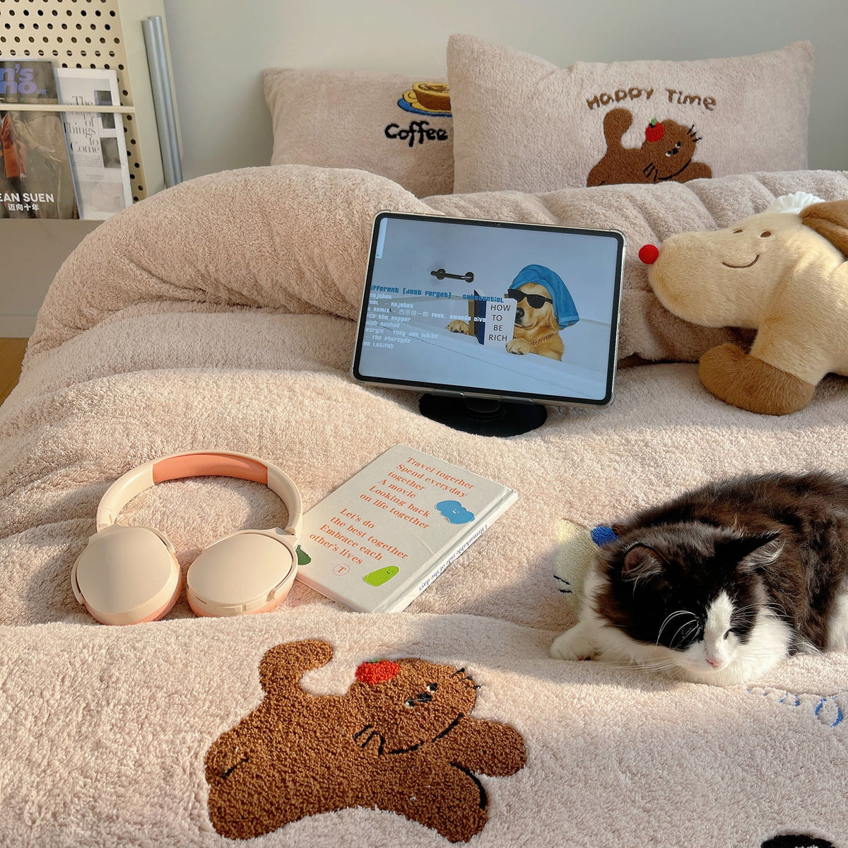 Unisex Beddenset Teddyfleece Met Cartoonmotieven 4