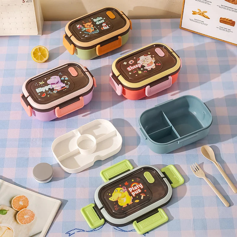 Unisex Bento Lunchbox Met Dierenthema Speels Ontwerp 0