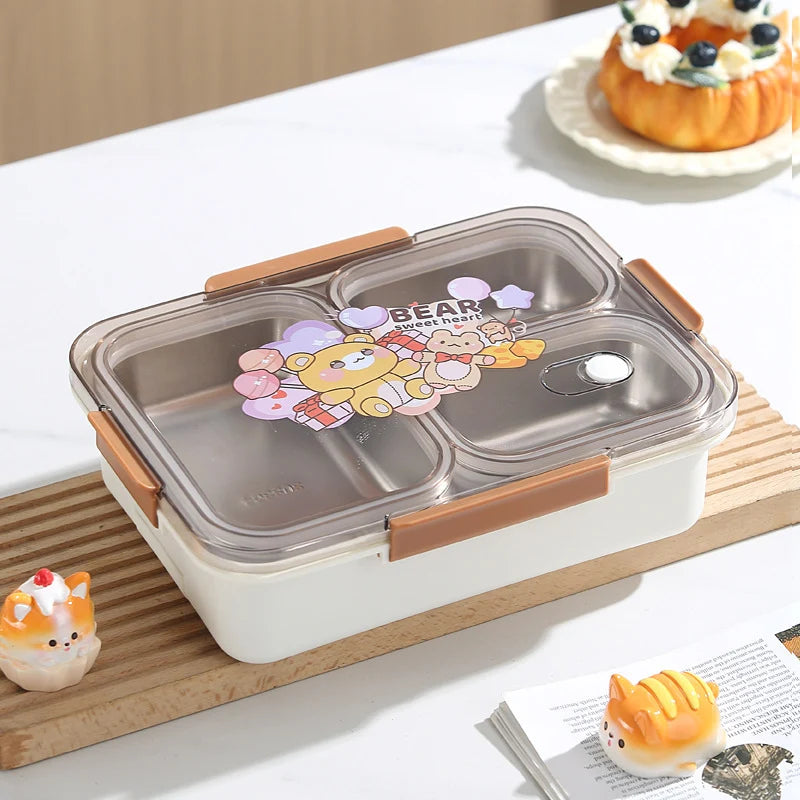 Unisex Bento Lunchbox Met Meerdere Compartimenten En Berenthema 0