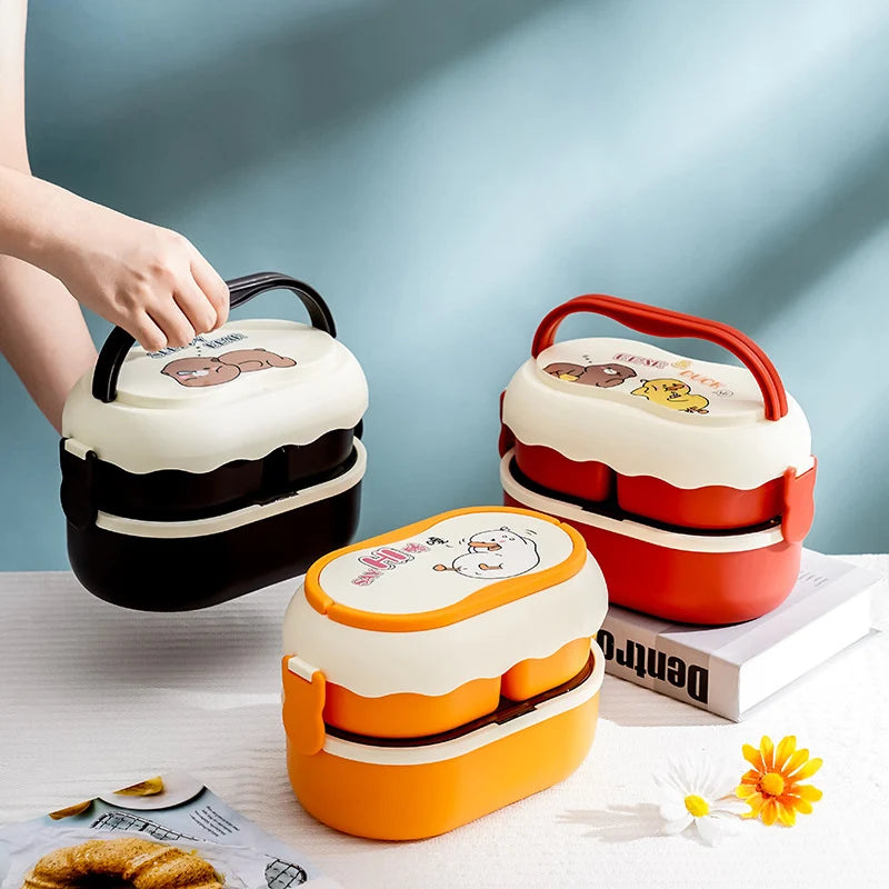 Unisex Bento Lunchbox Met Speelse Compartimenten 0