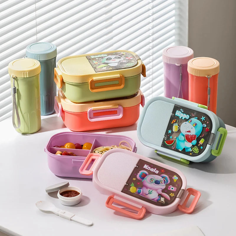 Unisex Bento Lunchbox met Dierenthema en Meerdere Compartimenten 1