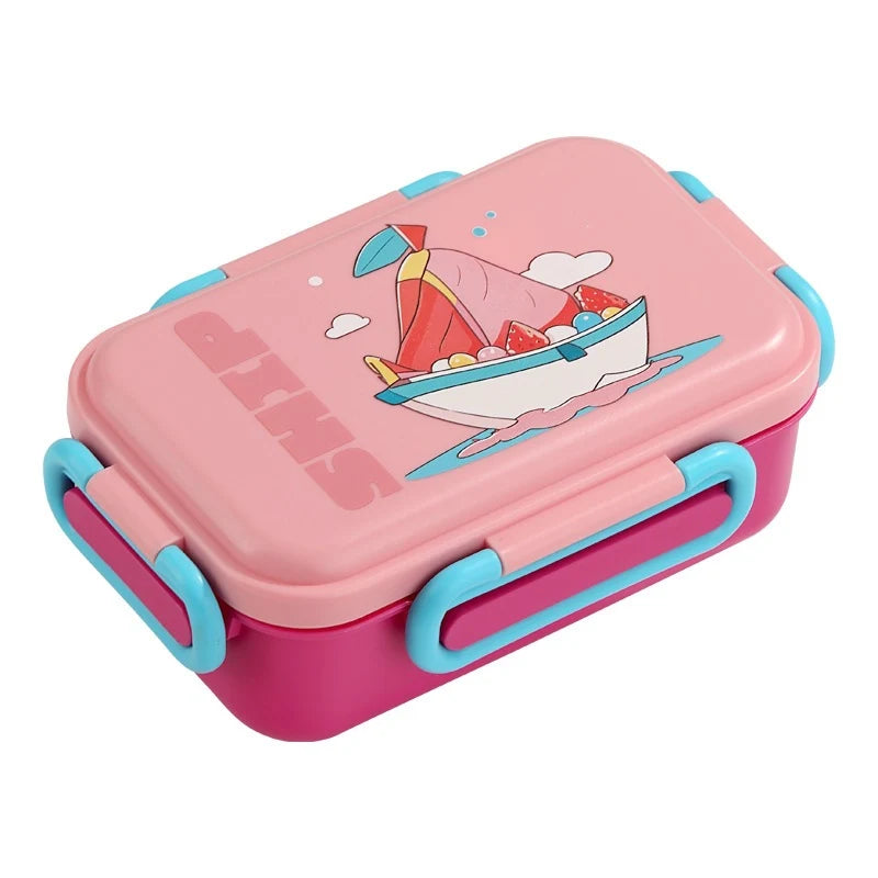 Unisex Bento Lunchbox met Geïntegreerd Bestek en Illustratief Design 5