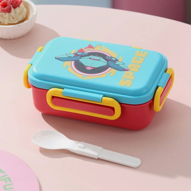 Unisex Bento Lunchbox met Geïntegreerd Bestek en Illustratief Design 6