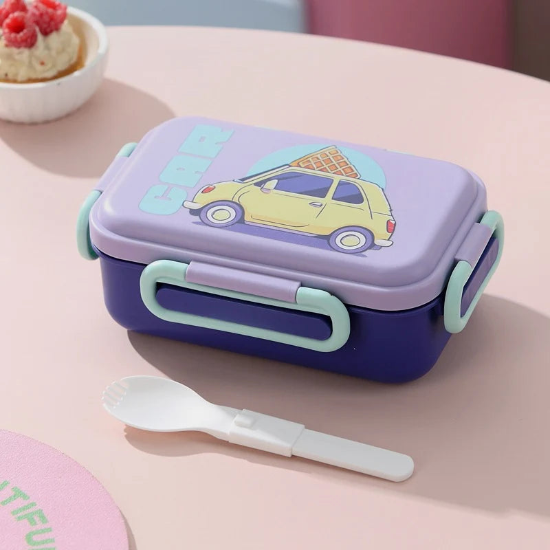 Unisex Bento Lunchbox met Geïntegreerd Bestek en Illustratief Design 7