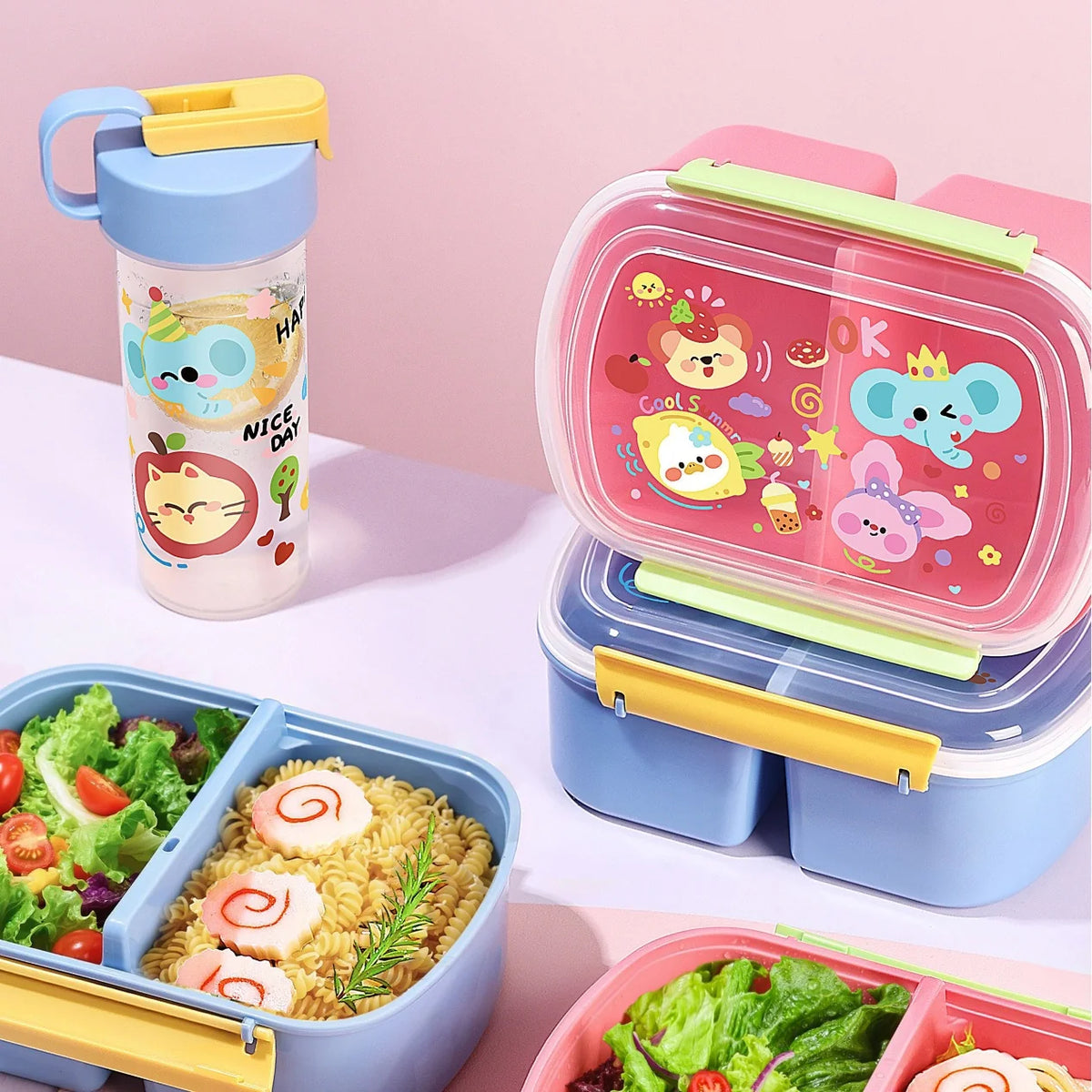 Unisex Bentobox Met Meerdere Compartimenten Speels Ontwerp 1