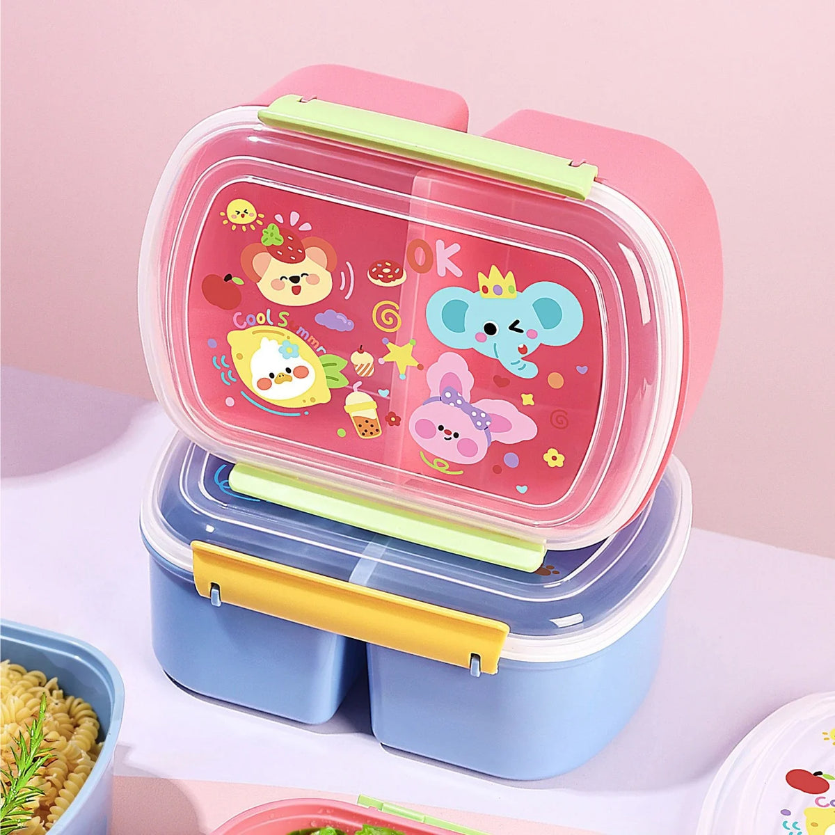 Unisex Bentobox Met Meerdere Compartimenten Speels Ontwerp 2