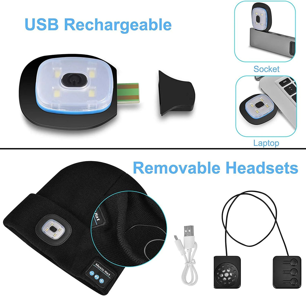 Unisex Bluetooth Muts met Verwijderbare LED-verlichting 8