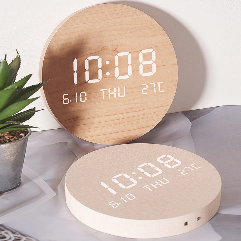 Unisex Bureauklok Modern Rond Houtdesign 4