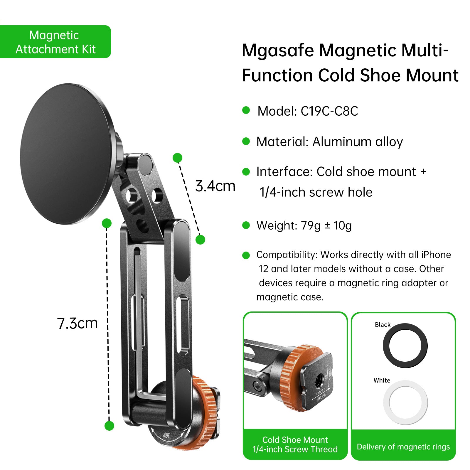 Unisex Cameraschoenhouder Magnetisch Multifunctioneel 0